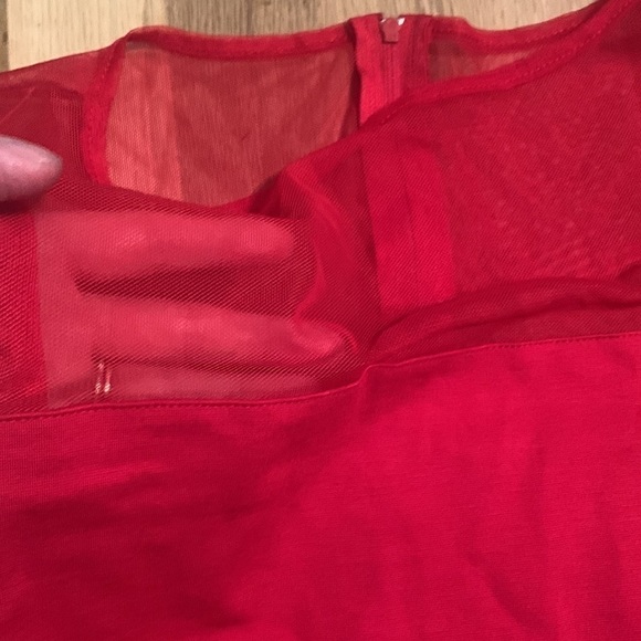 𝅺NWT Piphany Queens Sleeveless Dress with Mesh Top Solid Red Women’s XS - Picture 4 of 12